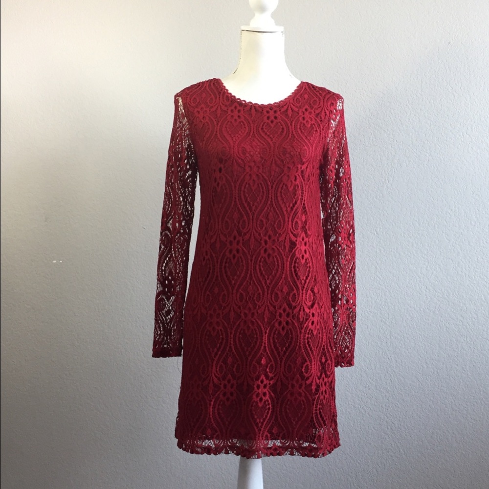 She and Sky Scarlet Lace Dress